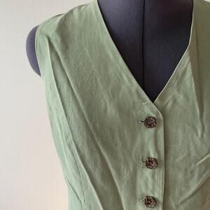 90s vintage sage green vest with spiral buttons whimsigoth fairy grunge boho